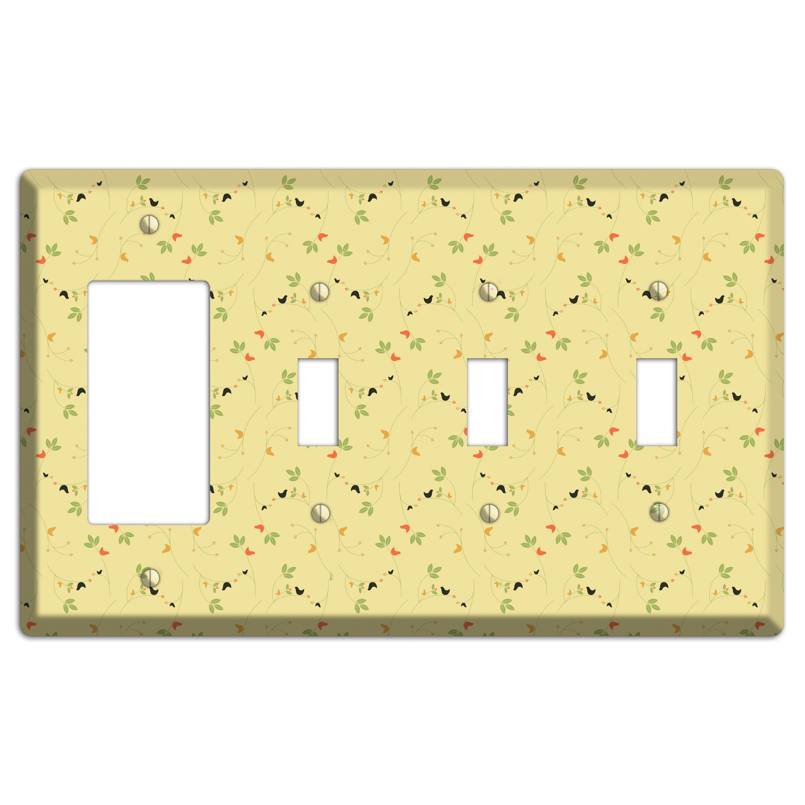 Tiny Yellow Flowers Rocker / 3 Toggle Wallplate