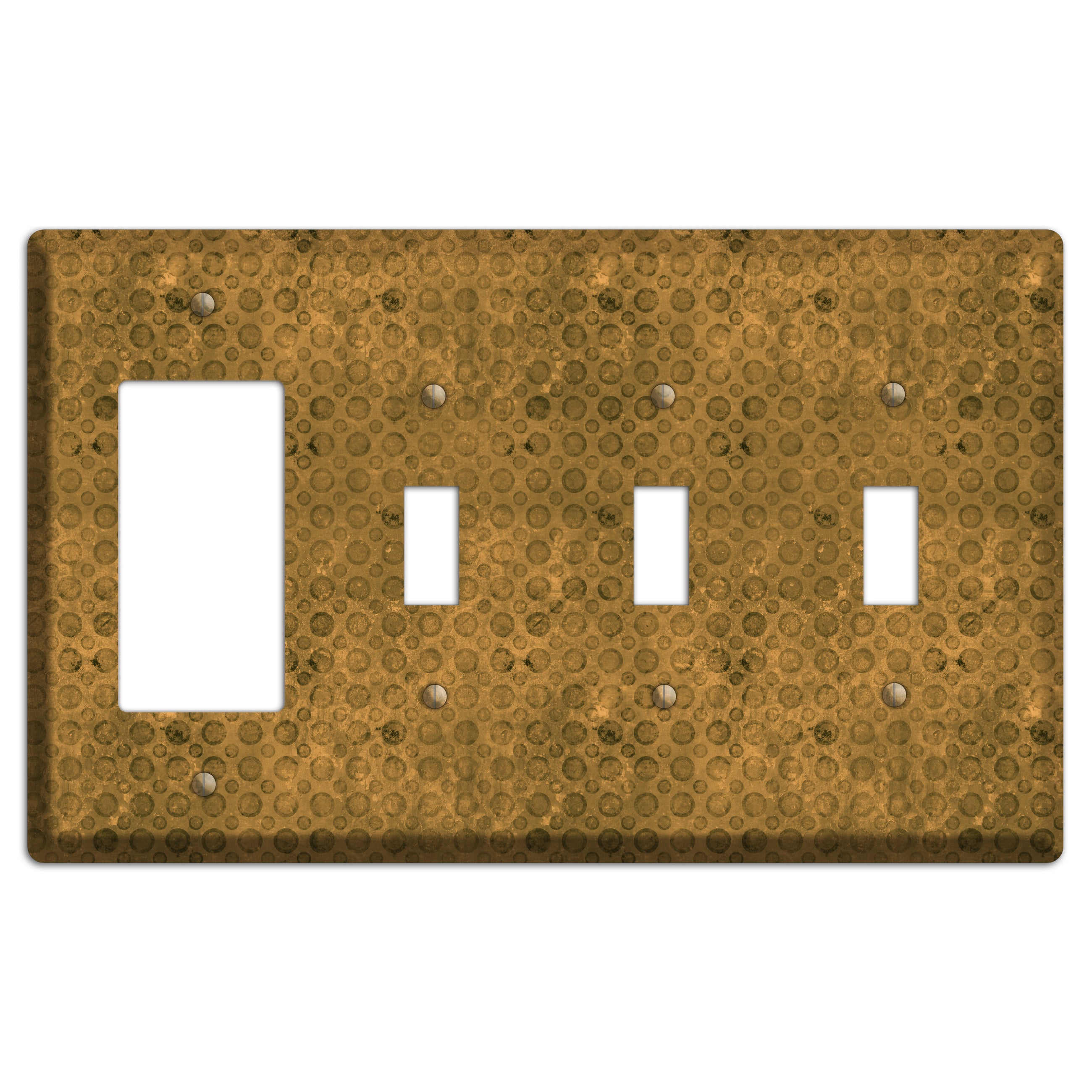 Mustard Circles Rocker / 3 Toggle Wallplate