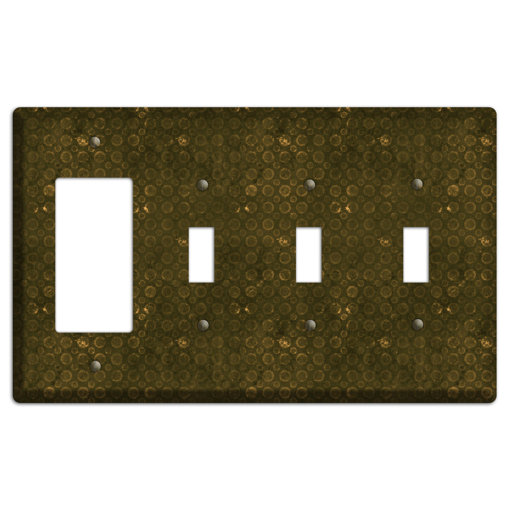 Olive Circles Rocker / 3 Toggle Wallplate