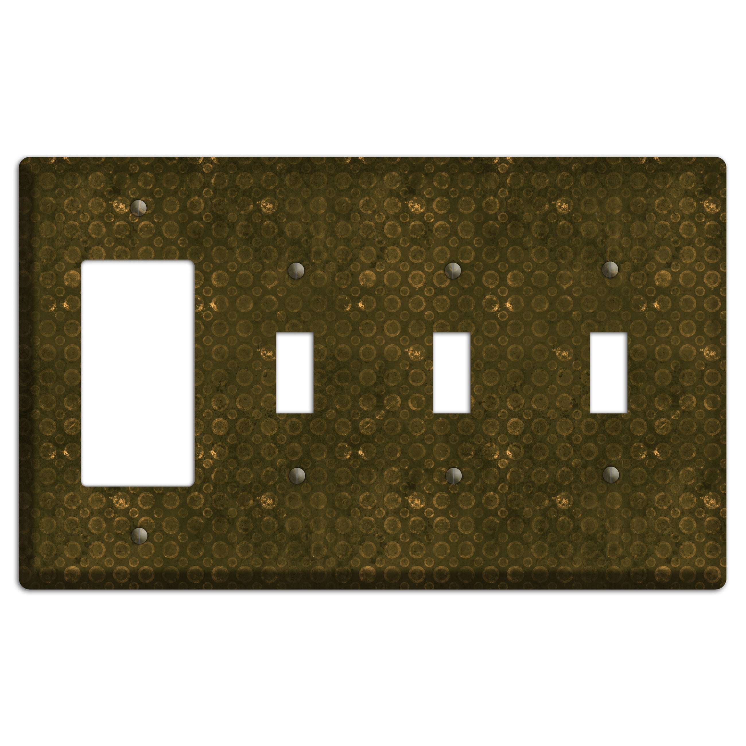 Olive Circles Rocker / 3 Toggle Wallplate