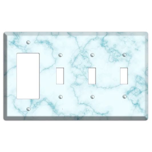 Blue Stained Marble Rocker / 3 Toggle Wallplate