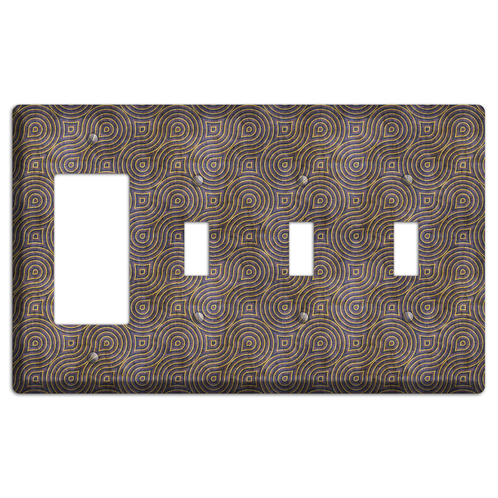 Purple Swirl Rocker / 3 Toggle Wallplate