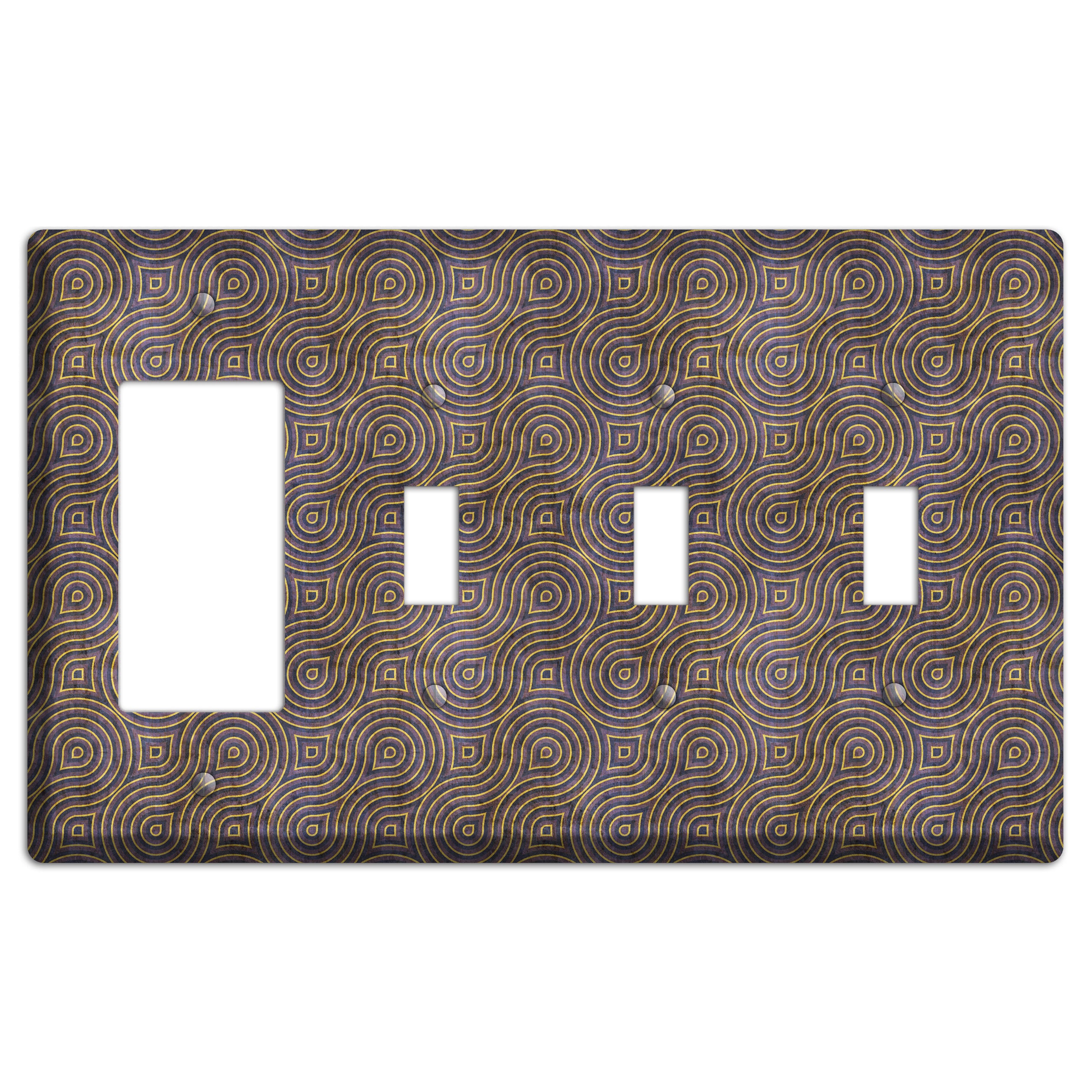 Purple Swirl Rocker / 3 Toggle Wallplate