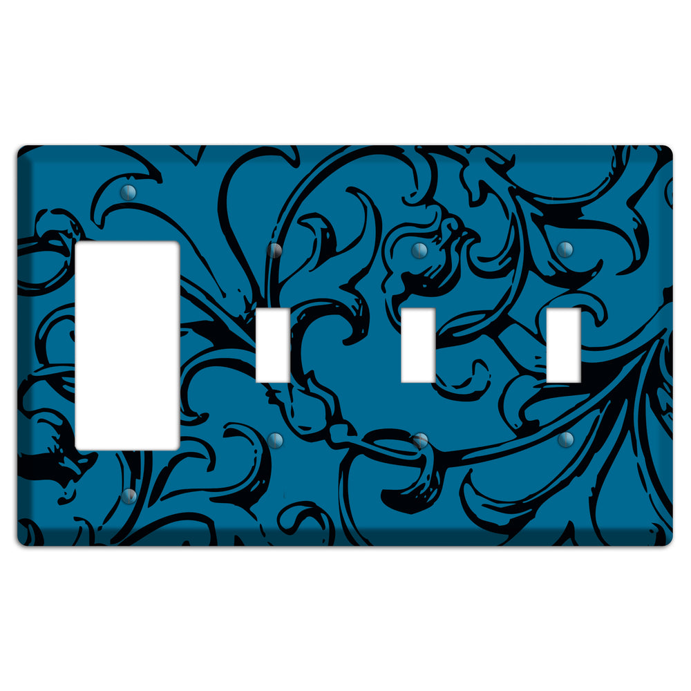 Victorian Blue Rocker / 3 Toggle Wallplate