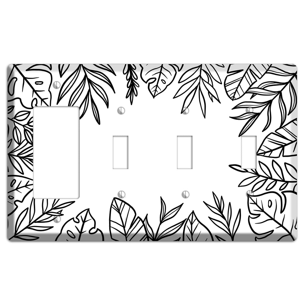 Hand-Drawn Leaves 4 Rocker / 3 Toggle Wallplate