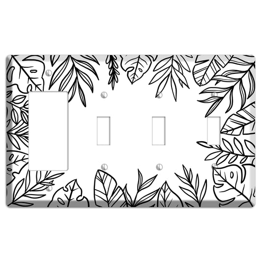 Hand-Drawn Leaves 4 Rocker / 3 Toggle Wallplate