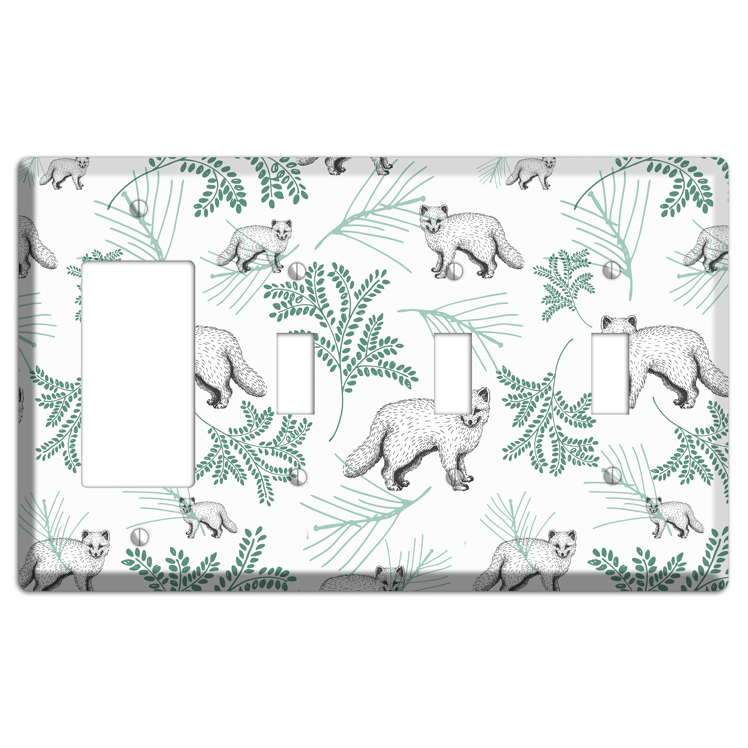 Wildlife Arctic Fox Rocker / 3 Toggle Wallplate