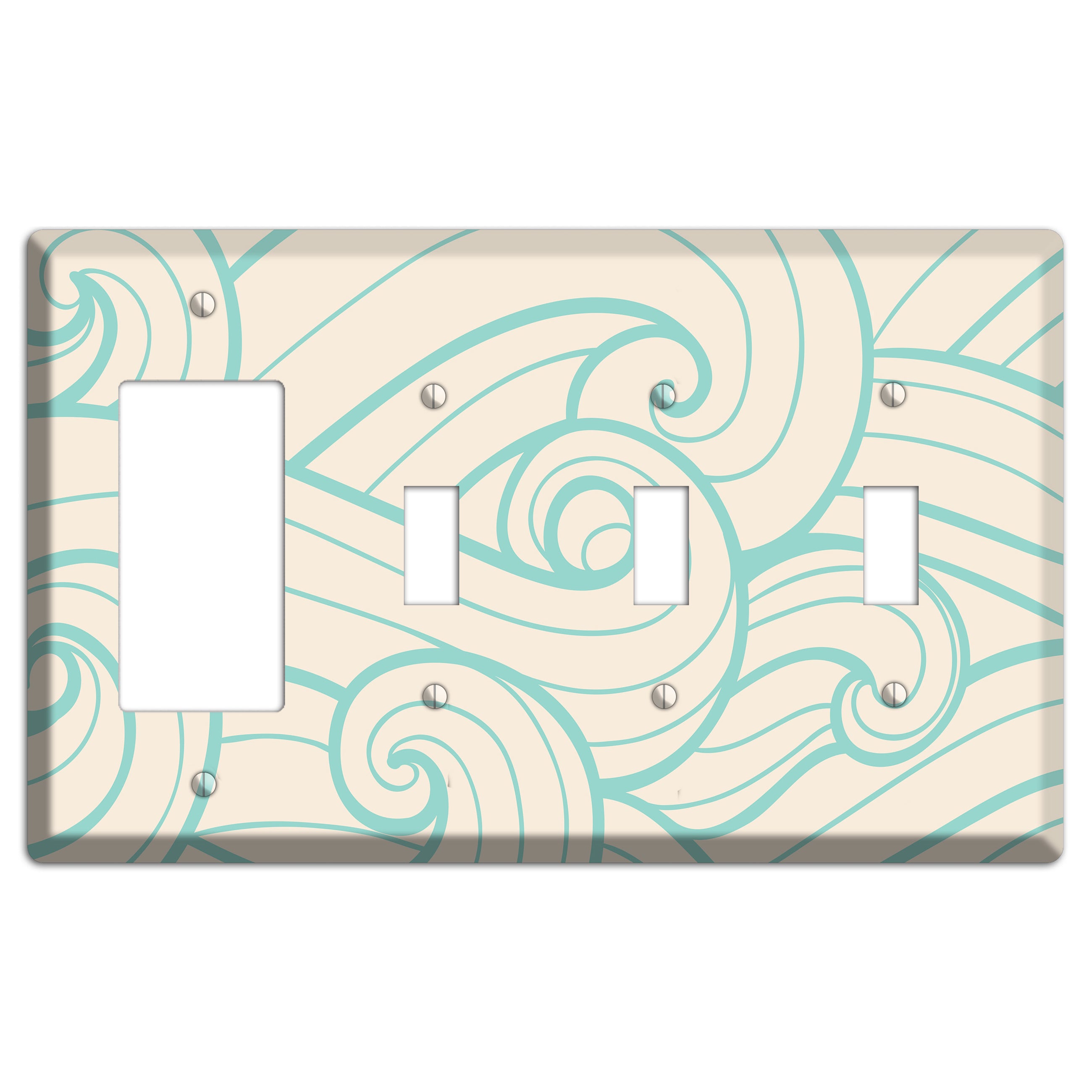 Abstract Curl Cream Rocker / 3 Toggle Wallplate