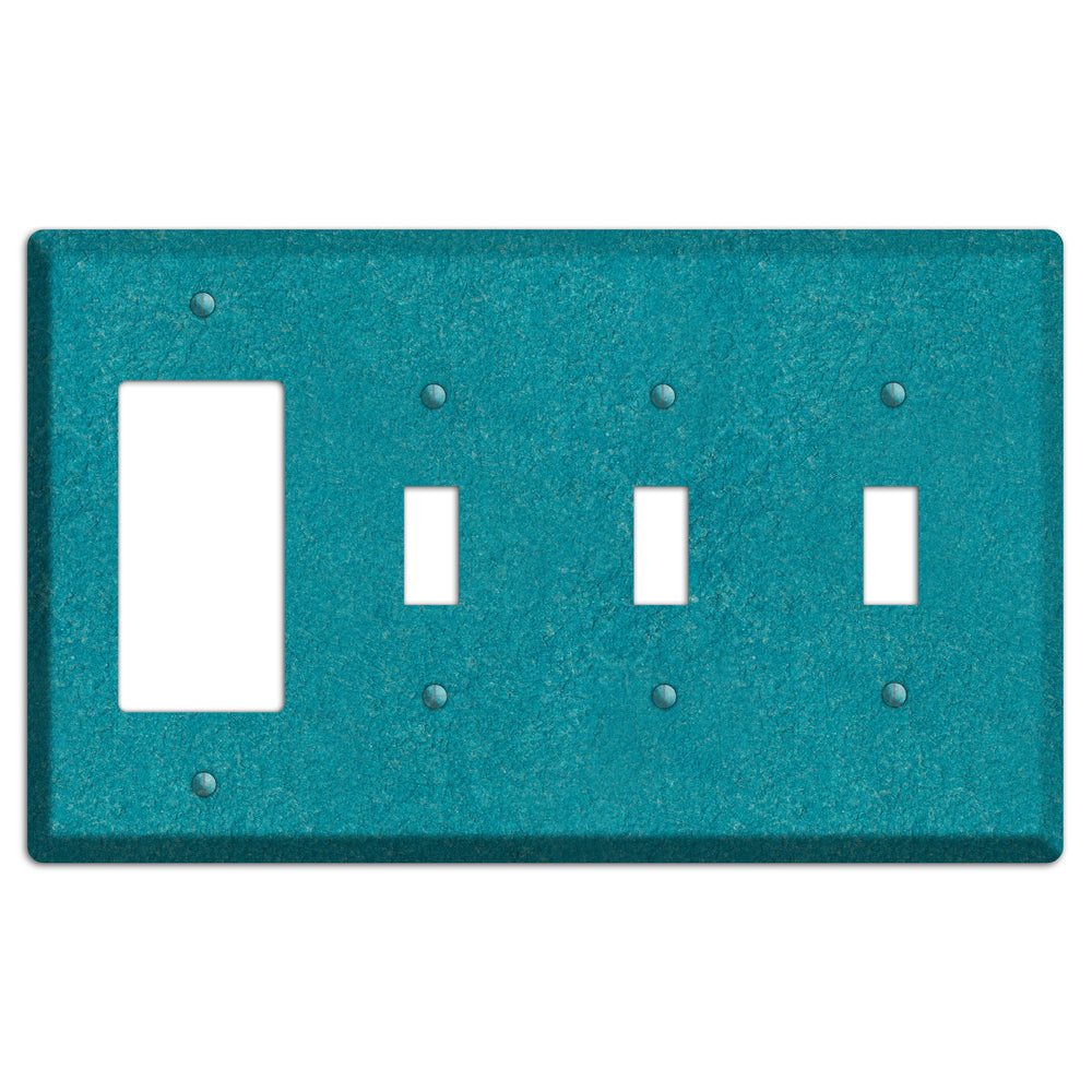 Stucco Teal Rocker / 3 Toggle Wallplate