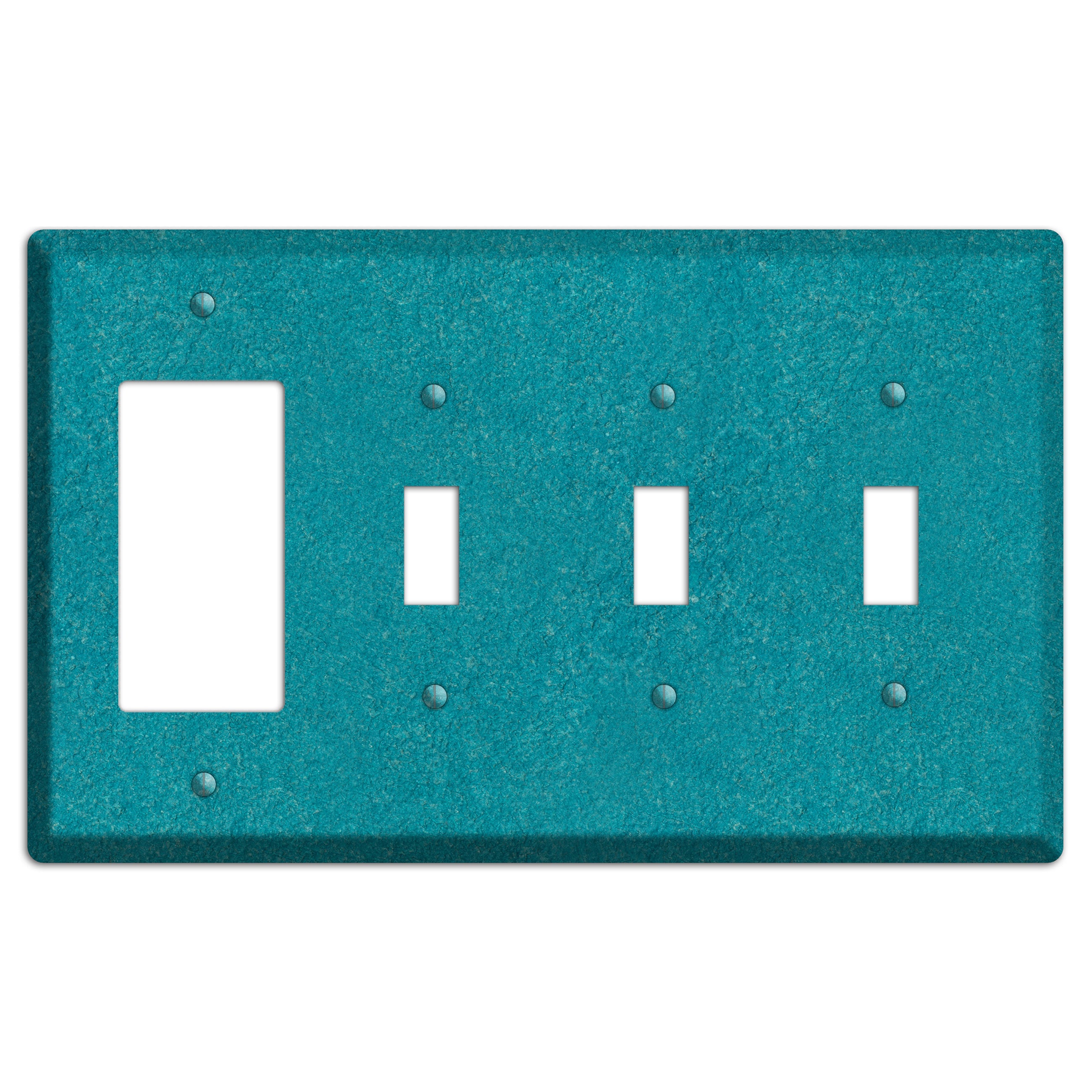 Stucco Teal Rocker / 3 Toggle Wallplate