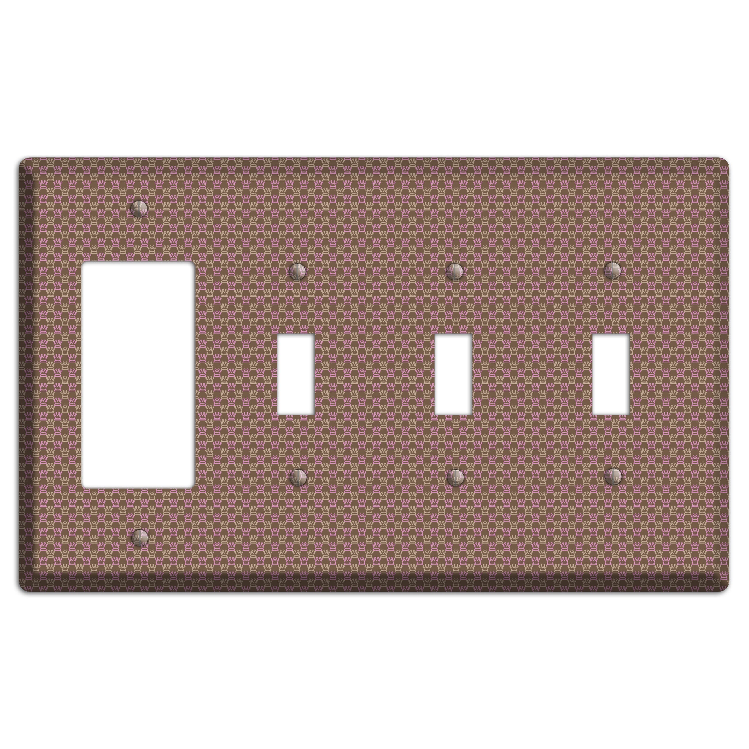 Brown Foulard Rocker / 3 Toggle Wallplate