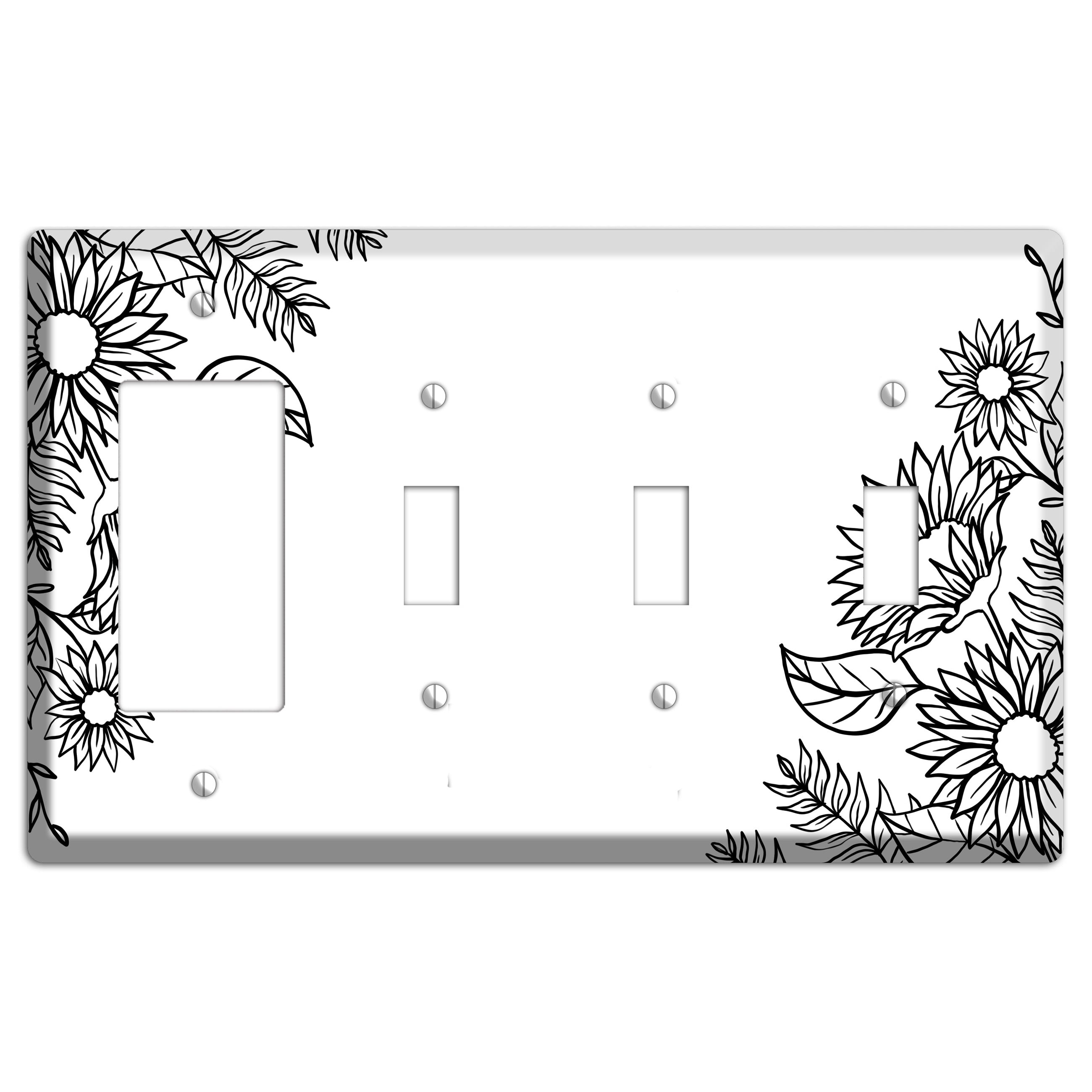 Hand-Drawn Floral 5 Rocker / 3 Toggle Wallplate