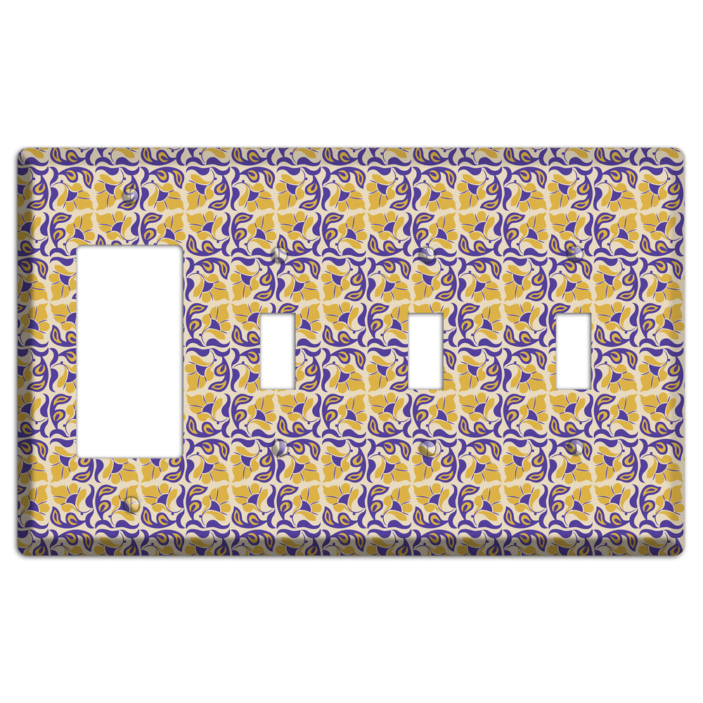 Nouveau Floral Rocker / 3 Toggle Wallplate