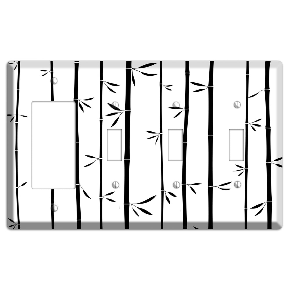 Black and White Bamboo Rocker / 3 Toggle Wallplate