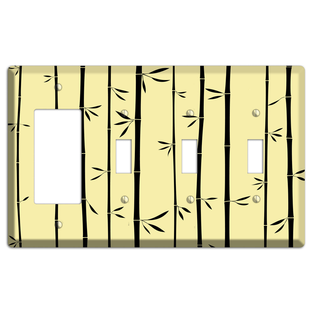 Yellow and Black Bamboo Rocker / 3 Toggle Wallplate