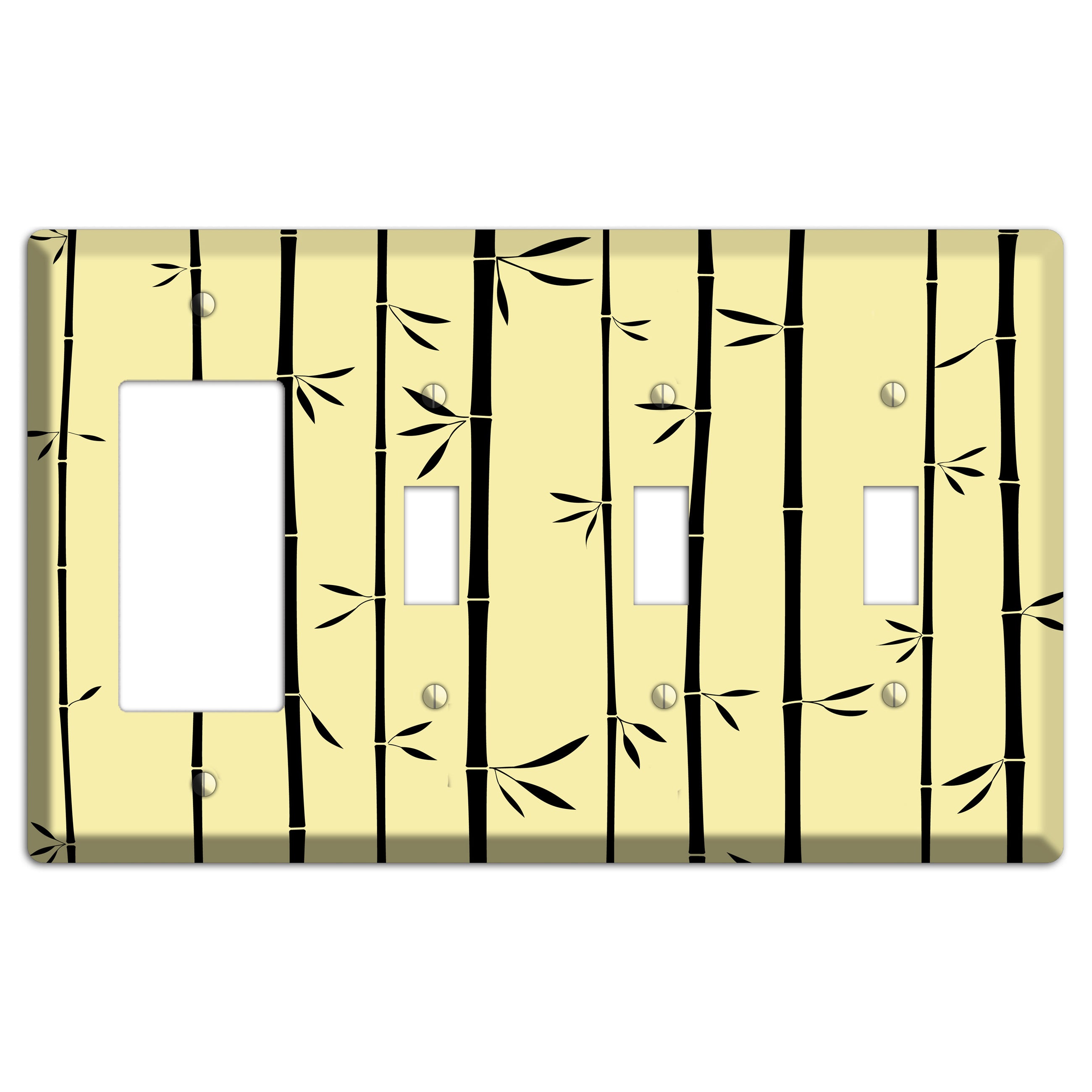 Yellow and Black Bamboo Rocker / 3 Toggle Wallplate