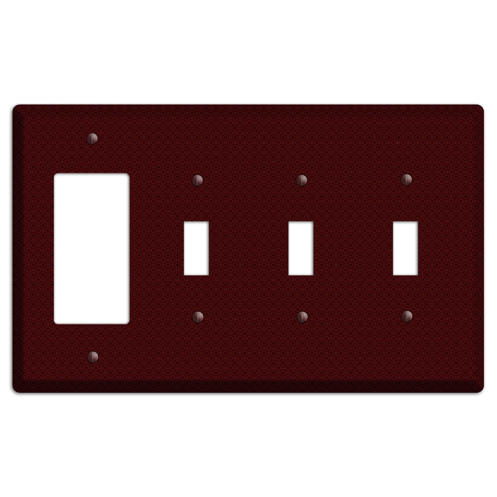 Maroon Tiny Checkered Foulard Rocker / 3 Toggle Wallplate
