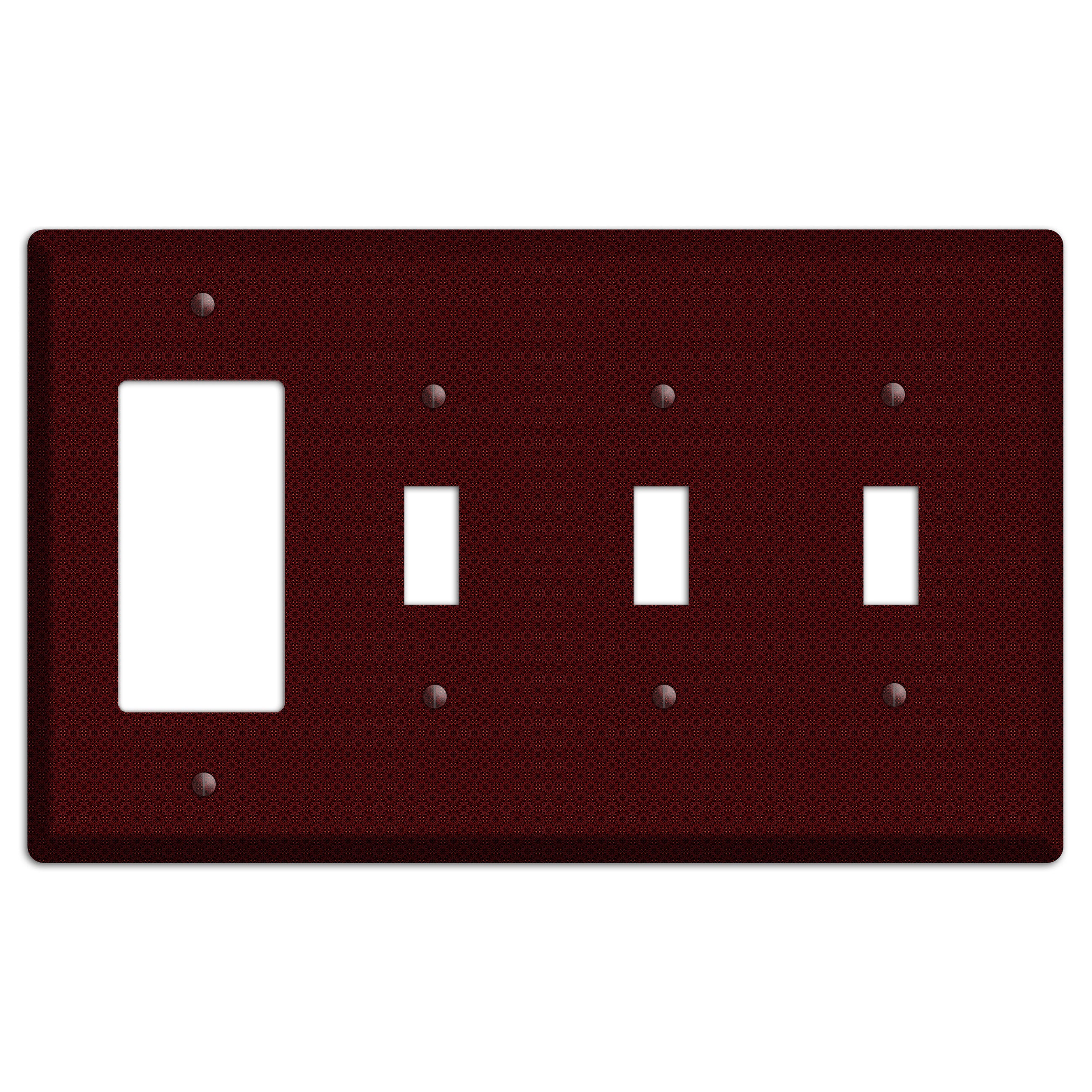 Maroon Tiny Checkered Foulard Rocker / 3 Toggle Wallplate