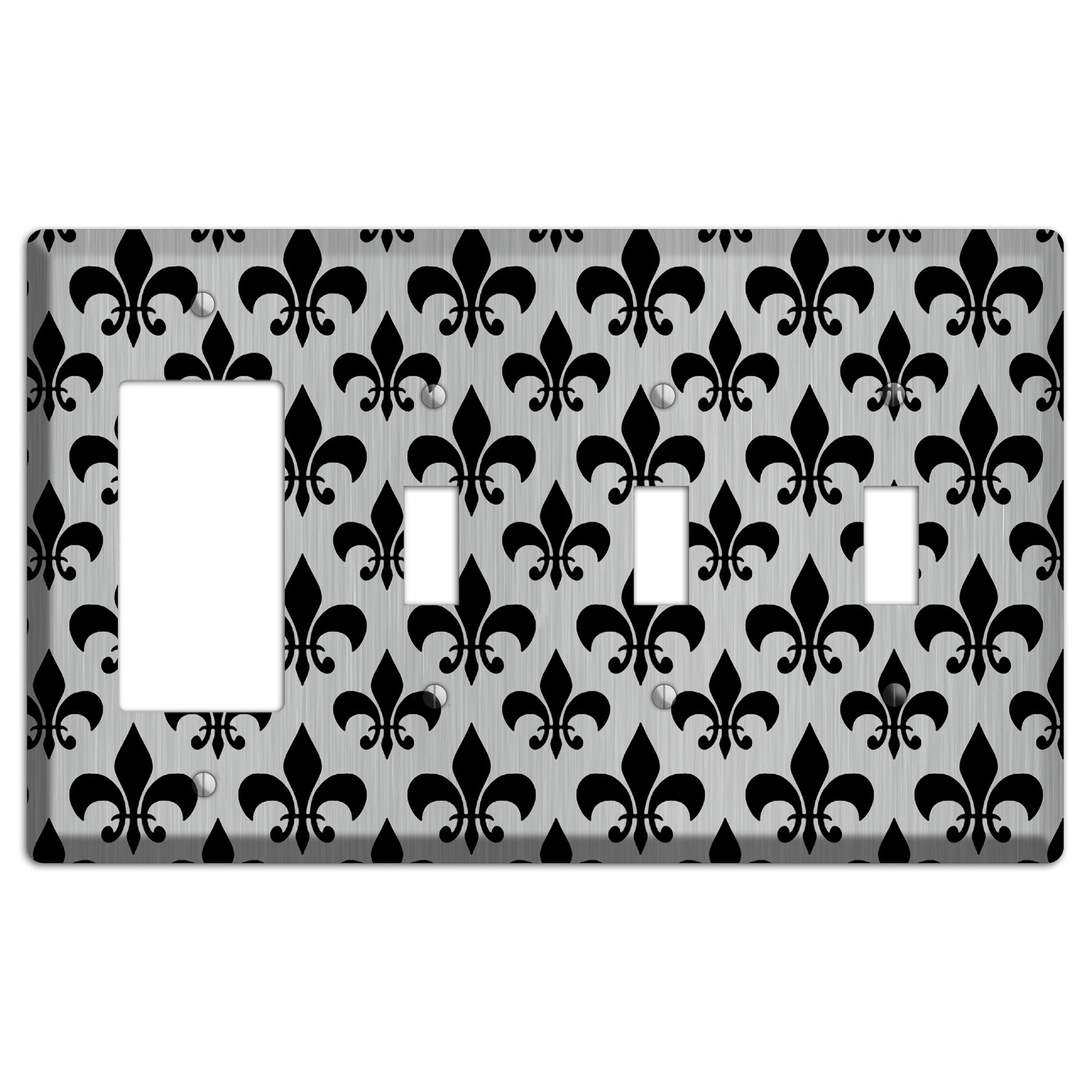 Fleur de Lis Stainless Rocker / 3 Toggle Wallplate