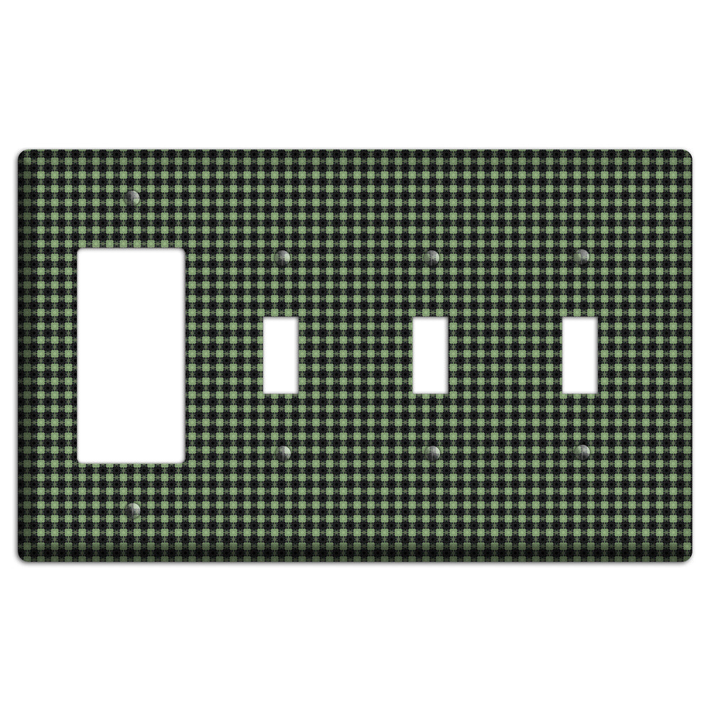 Multi Green Basket Check Rocker / 3 Toggle Wallplate