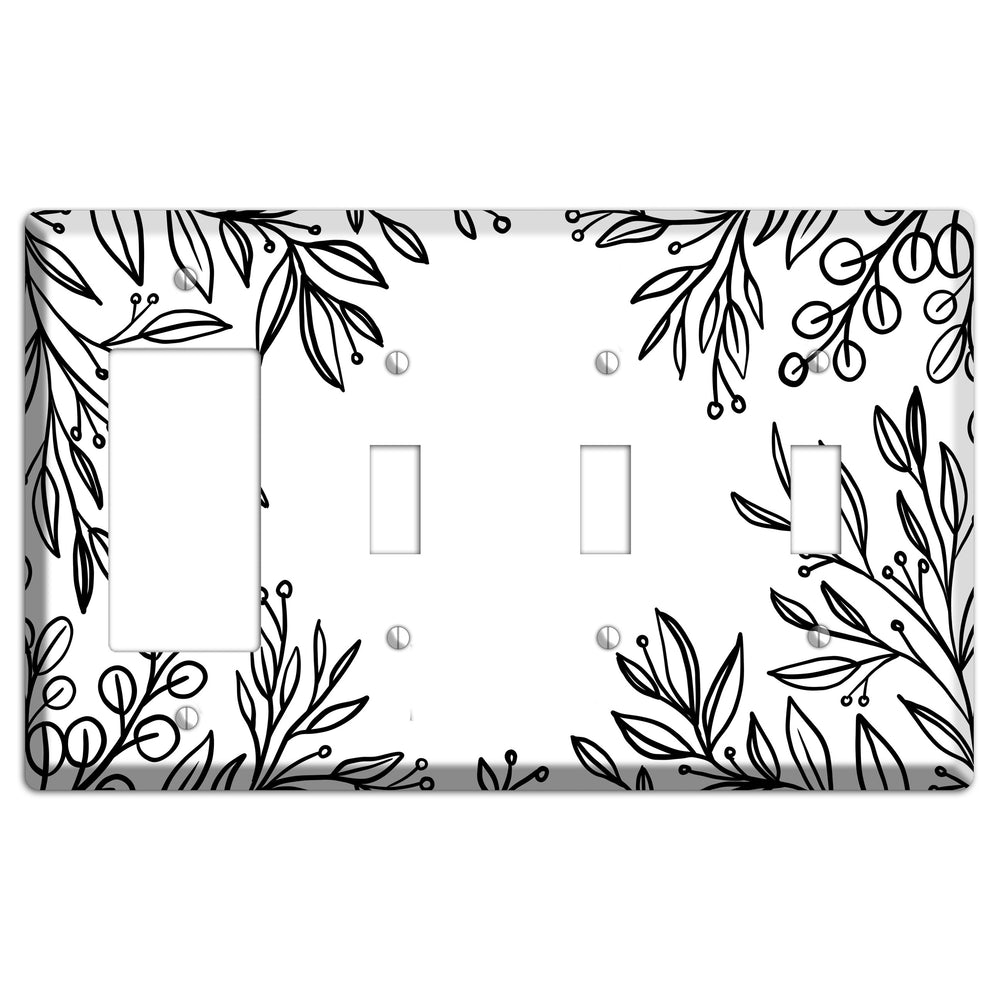 Hand-Drawn Floral 1 Rocker / 3 Toggle Wallplate