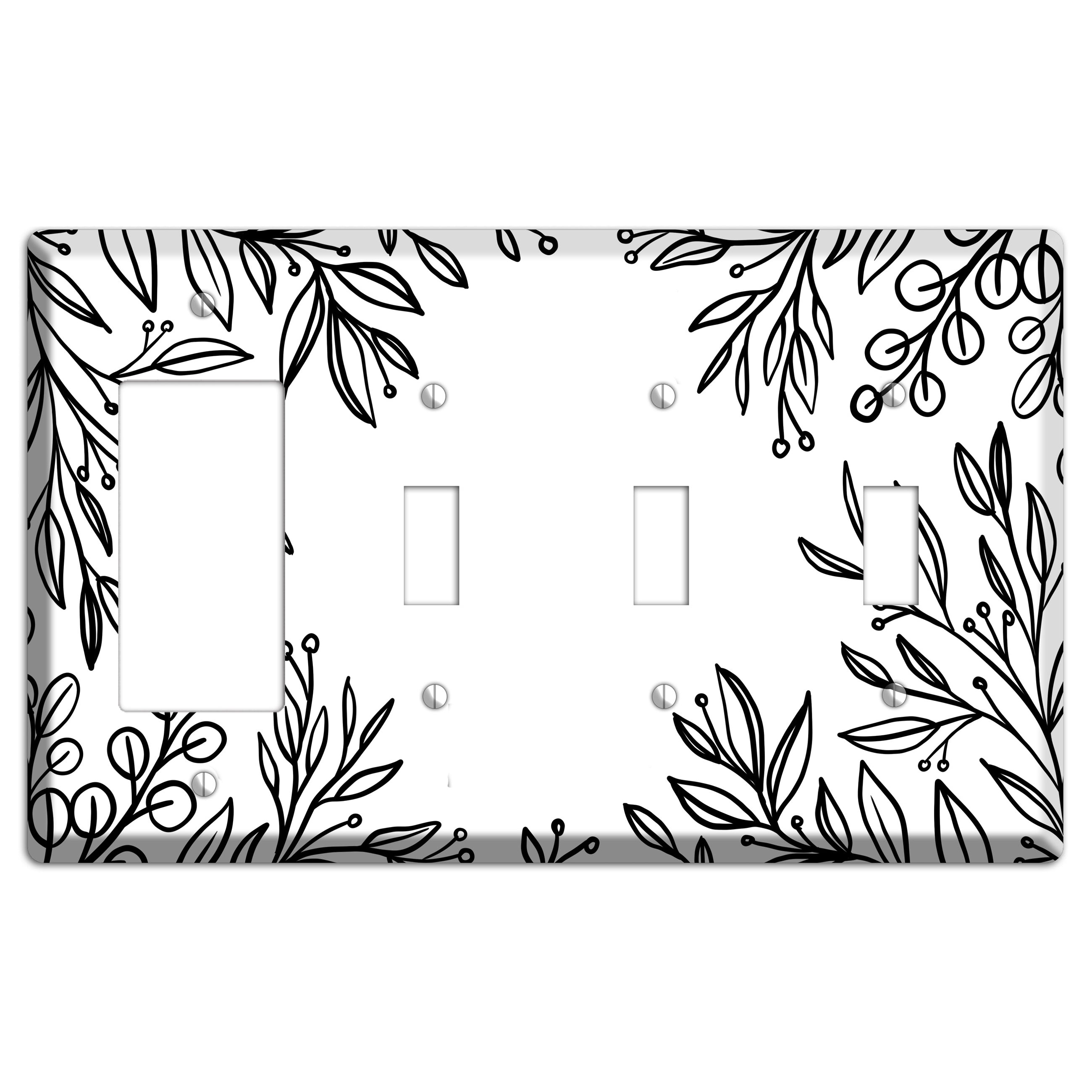 Hand-Drawn Floral 1 Rocker / 3 Toggle Wallplate