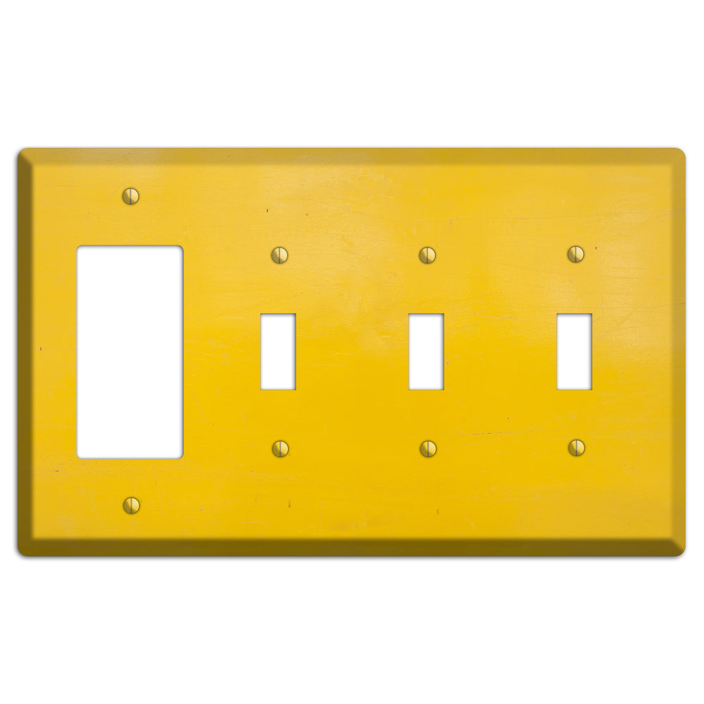 Bright Yellow Concrete Rocker / 3 Toggle Wallplate