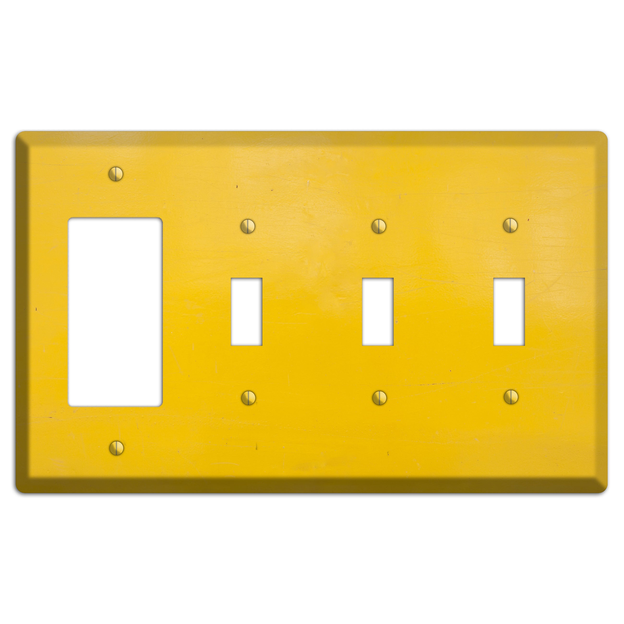 Bright Yellow Concrete Rocker / 3 Toggle Wallplate