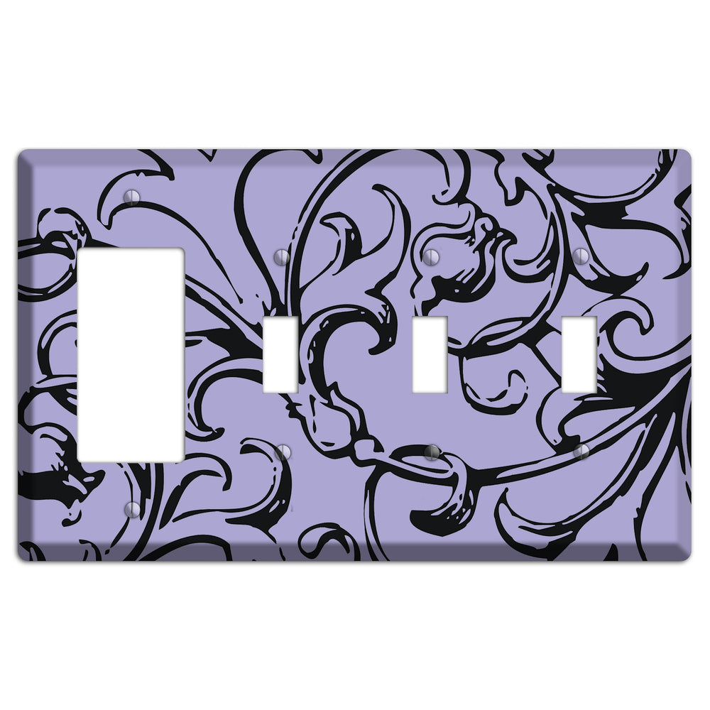 Victorian Lilac Rocker / 3 Toggle Wallplate