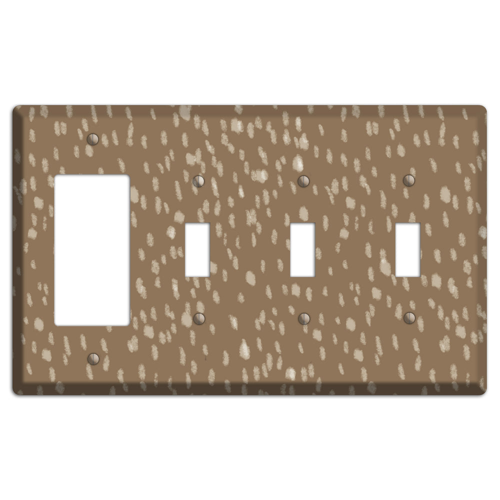Brown and White Speckle Rocker / 3 Toggle Wallplate