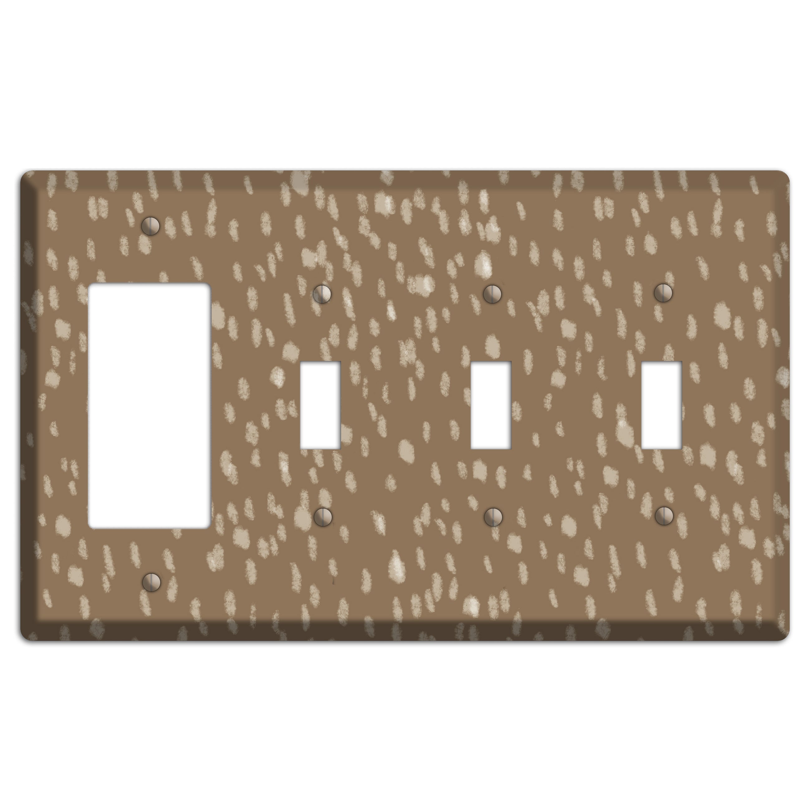 Brown and White Speckle Rocker / 3 Toggle Wallplate