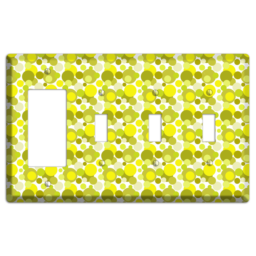 Multi Olive Bubble Dots Rocker / 3 Toggle Wallplate