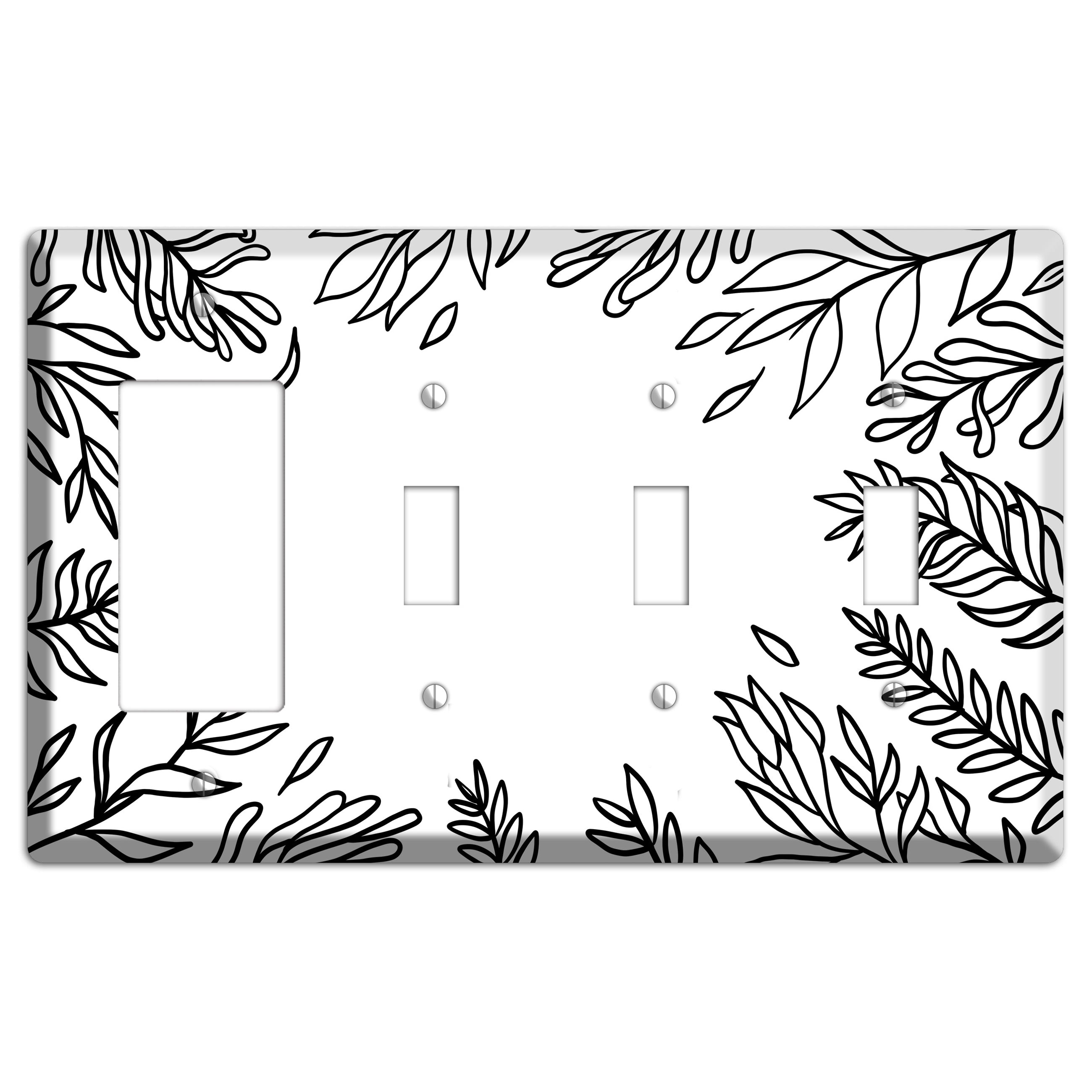 Hand-Drawn Leaves 8 Rocker / 3 Toggle Wallplate