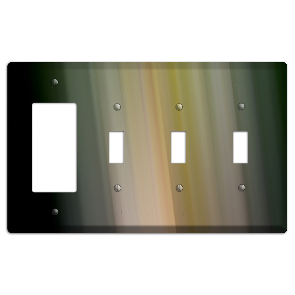 Black and Olive Ray of Light Rocker / 3 Toggle Wallplate