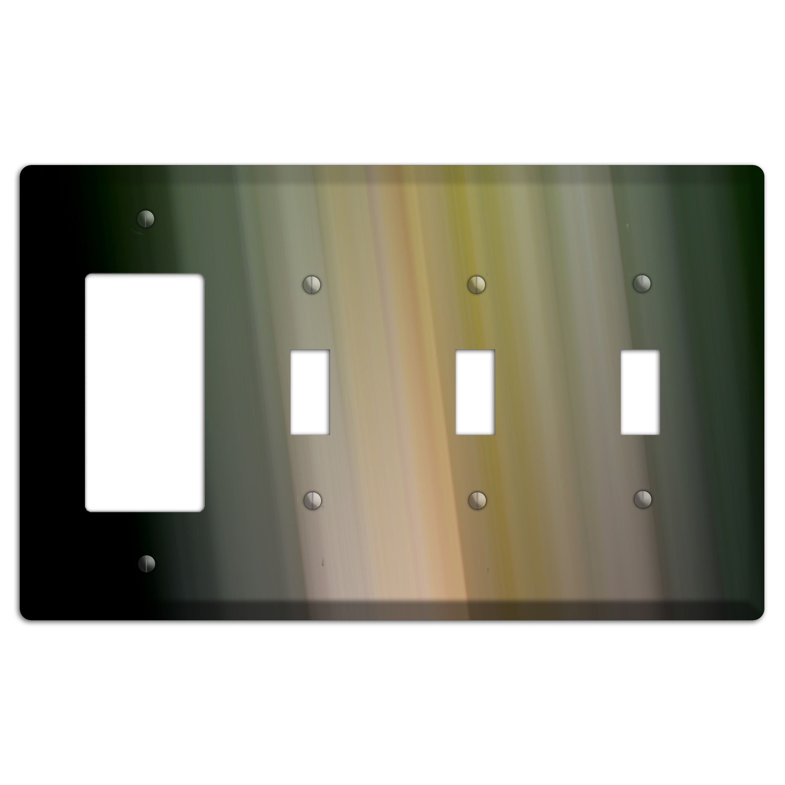 Black and Olive Ray of Light Rocker / 3 Toggle Wallplate