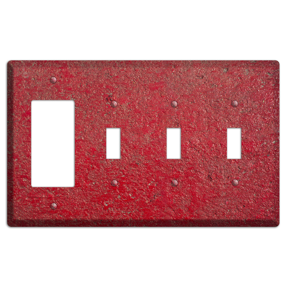 Red Concrete Rocker / 3 Toggle Wallplate