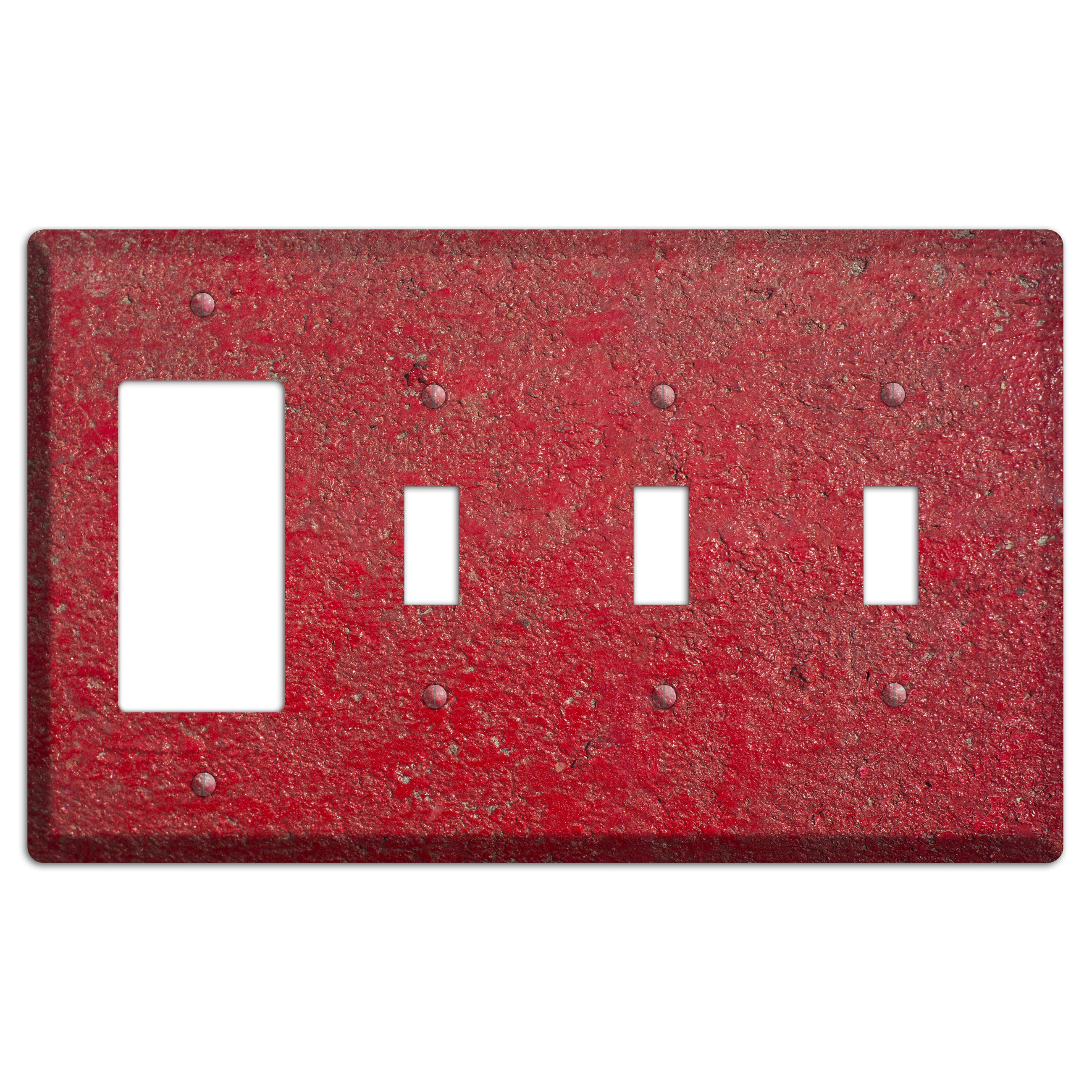 Red Concrete Rocker / 3 Toggle Wallplate