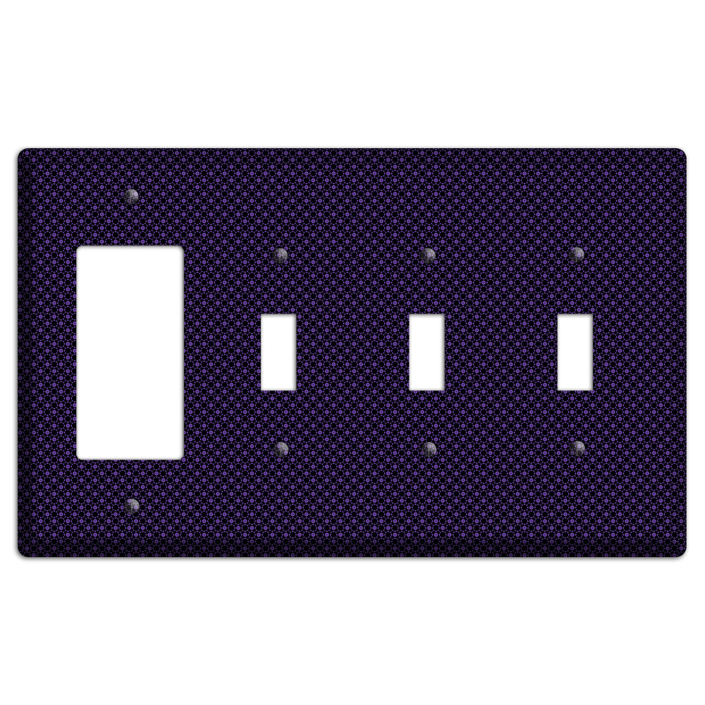 Multi Purple Geometric Rocker / 3 Toggle Wallplate