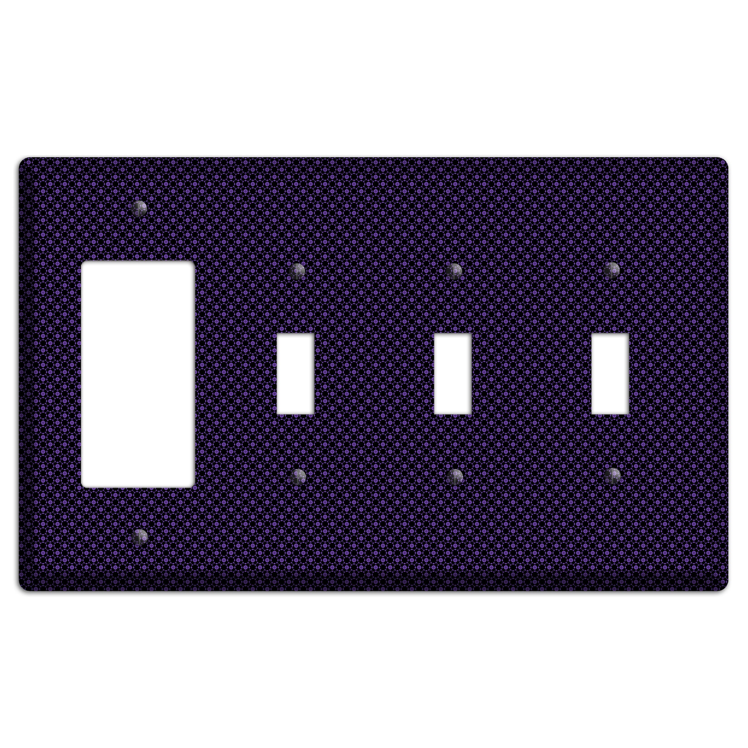Multi Purple Geometric Rocker / 3 Toggle Wallplate
