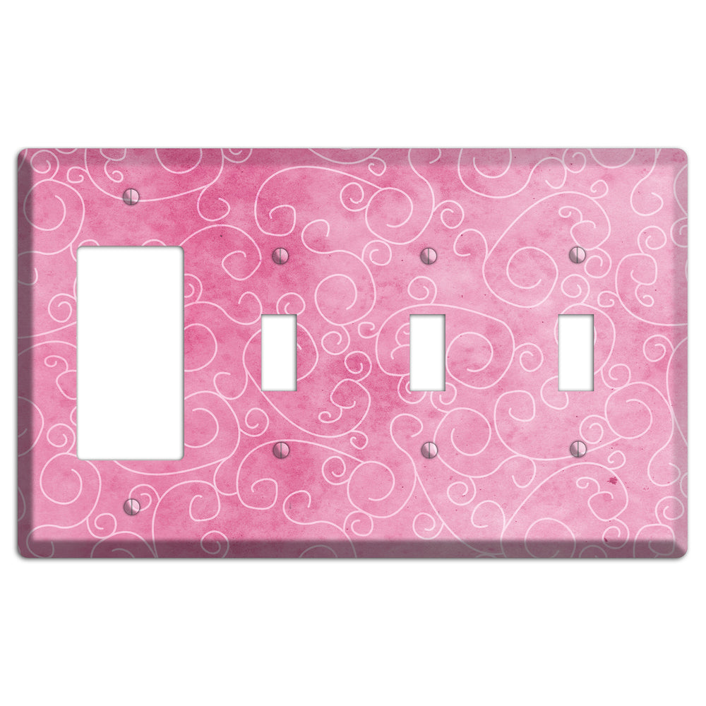 Kobi Pink Texture Rocker / 3 Toggle Wallplate