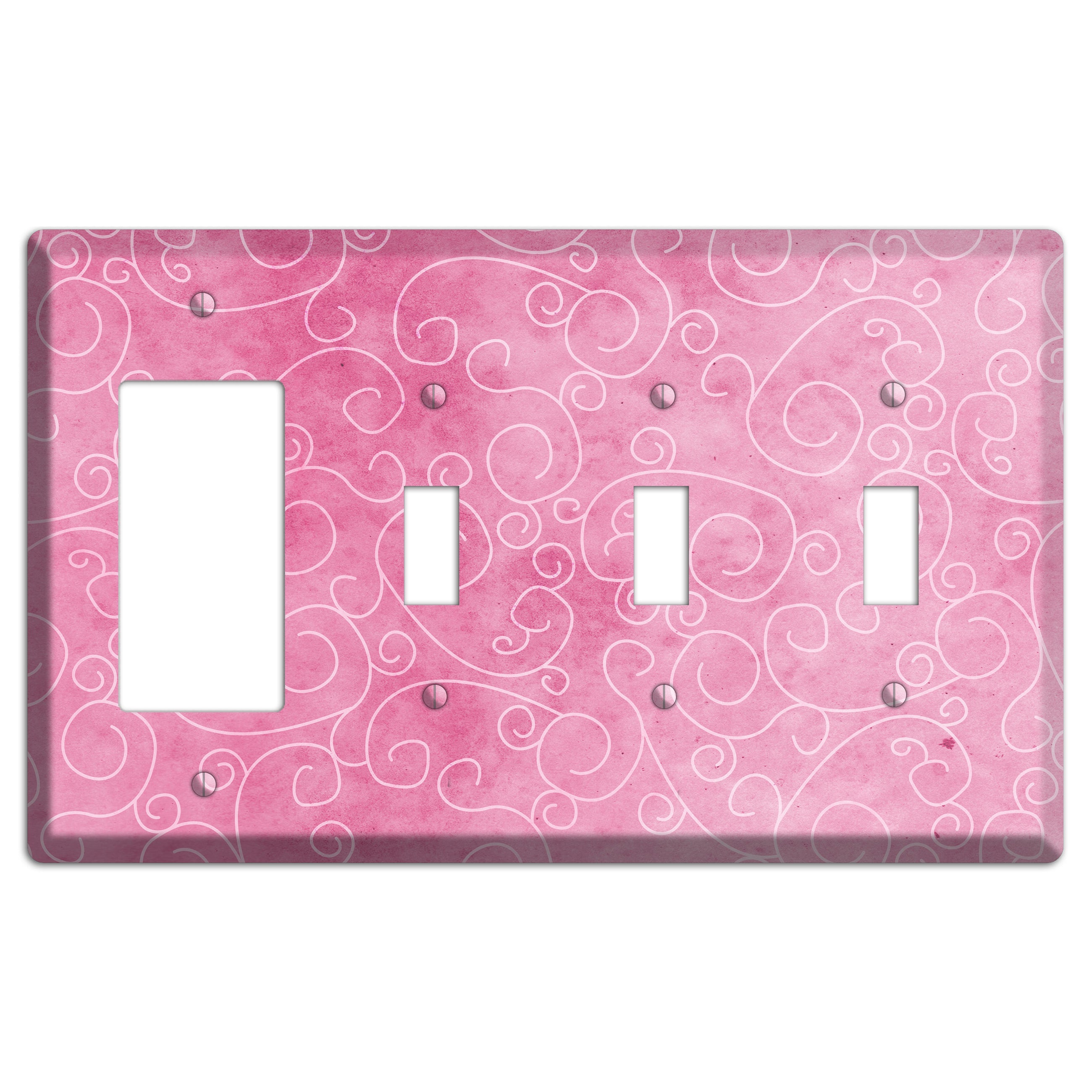 Kobi Pink Texture Rocker / 3 Toggle Wallplate