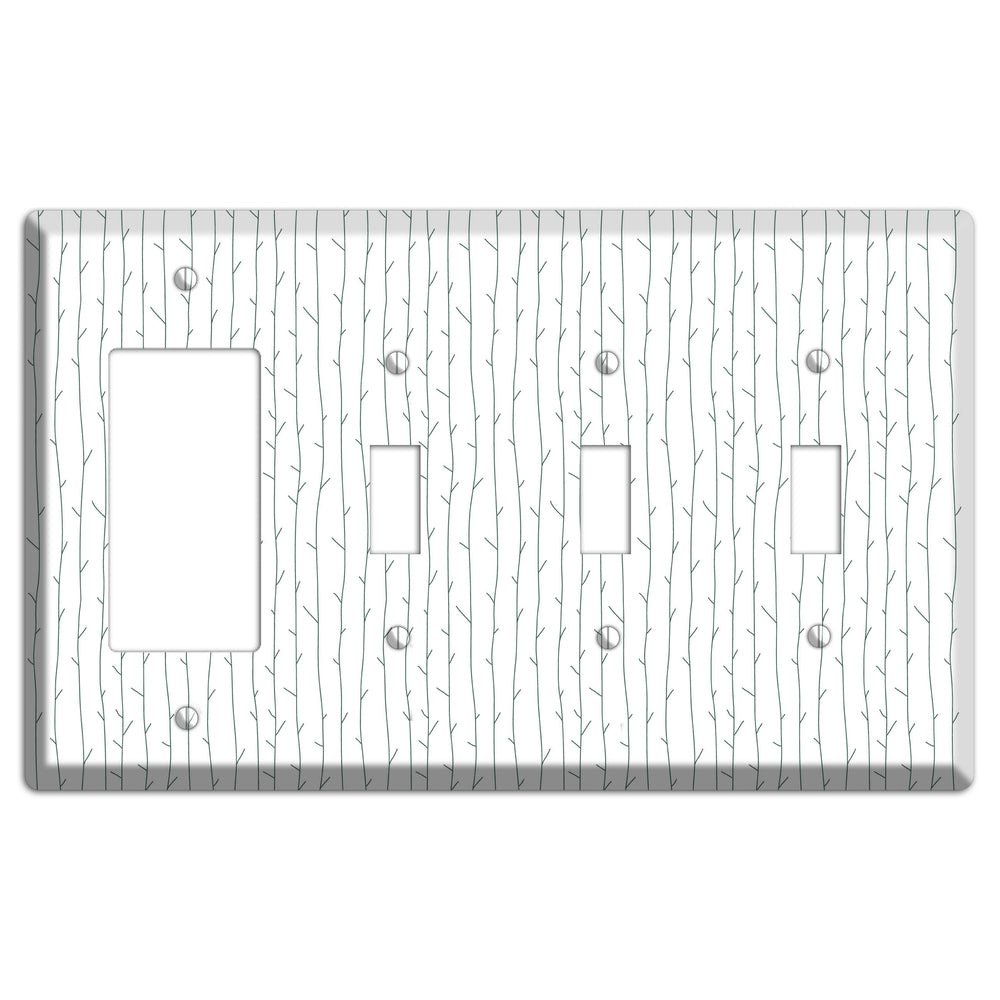 Leaves Style D Rocker / 3 Toggle Wallplate