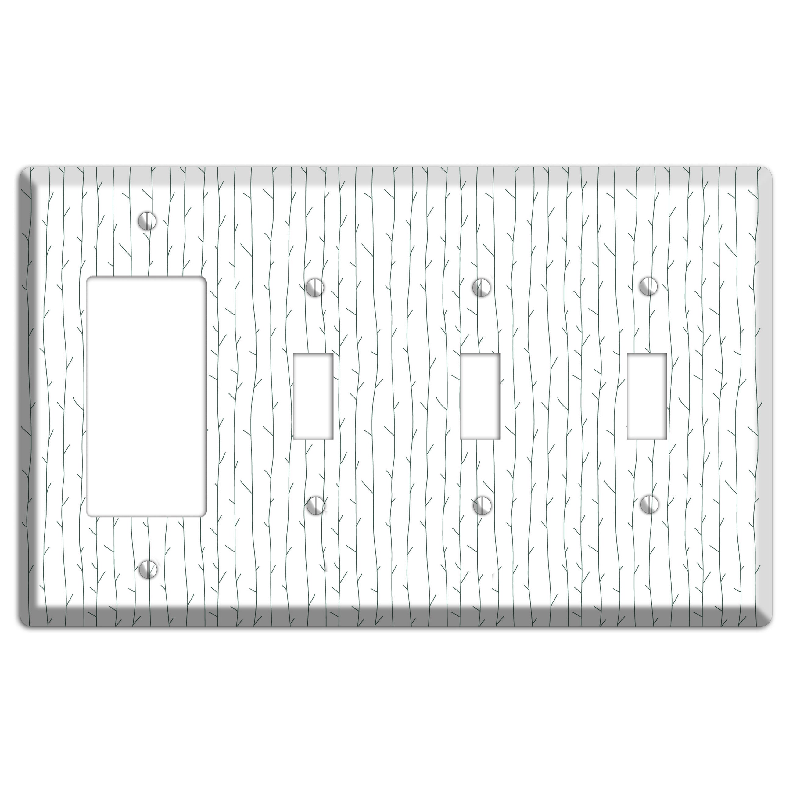 Leaves Style D Rocker / 3 Toggle Wallplate