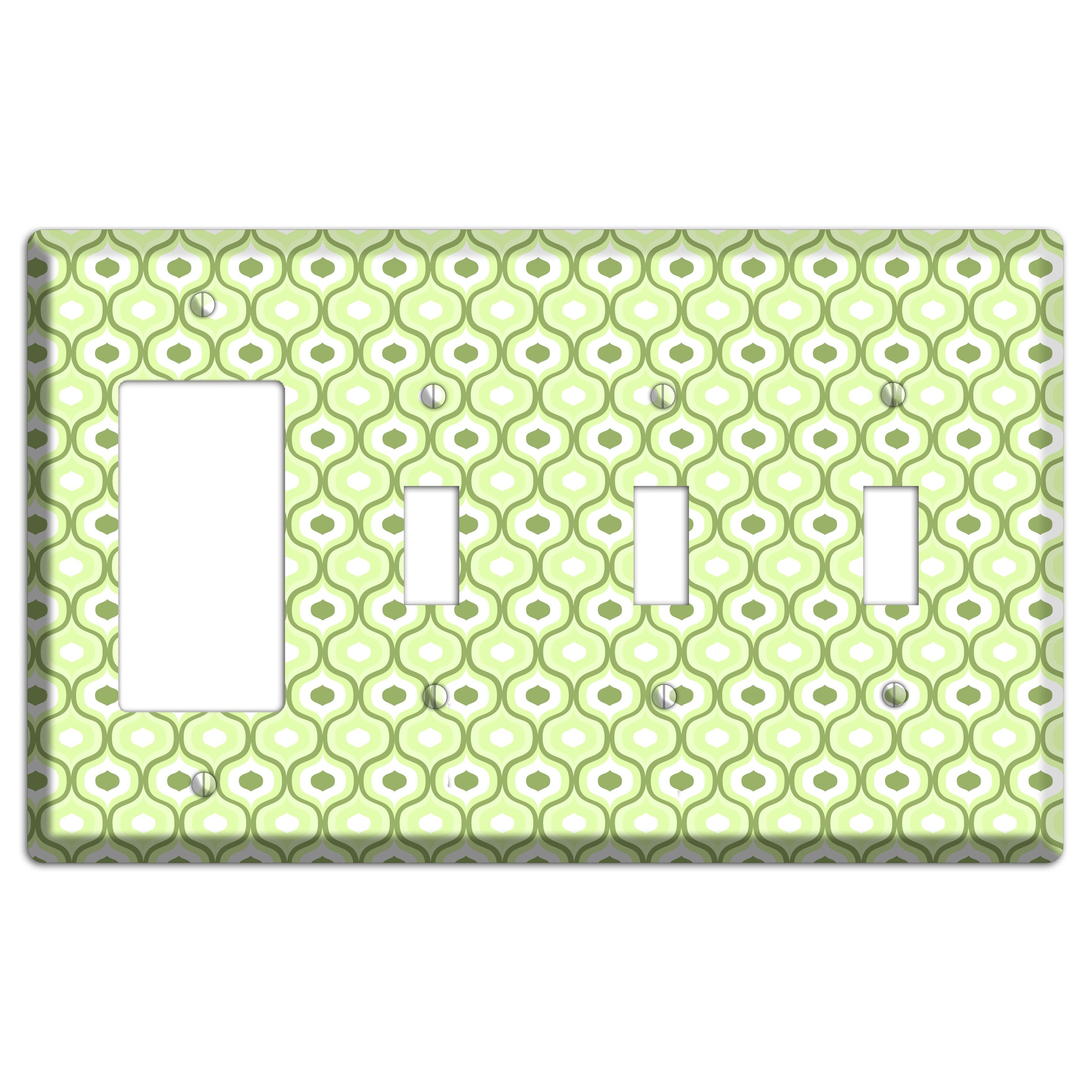 Multi Green Double Scallop 2 Rocker / 3 Toggle Wallplate