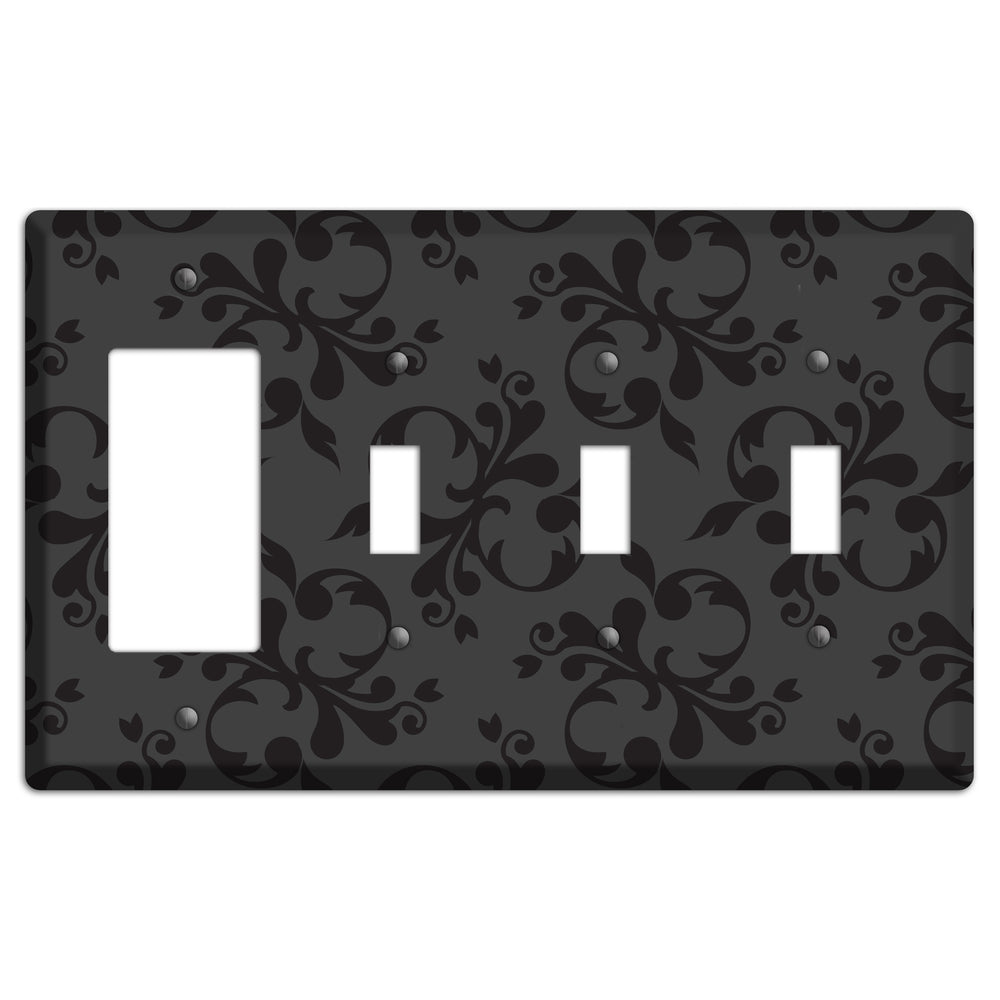 Grey Victorian Toile Rocker / 3 Toggle Wallplate