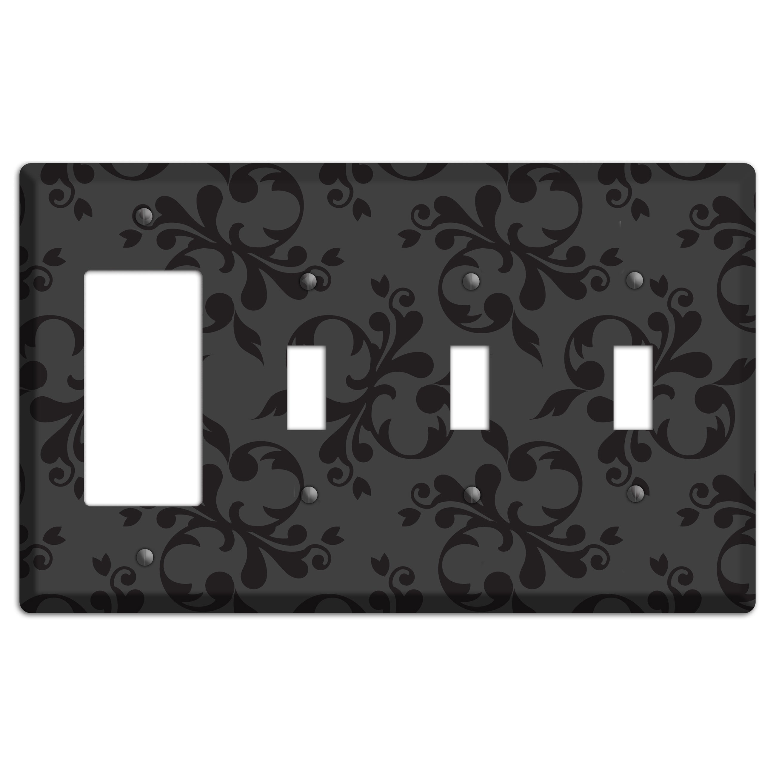 Grey Victorian Toile Rocker / 3 Toggle Wallplate
