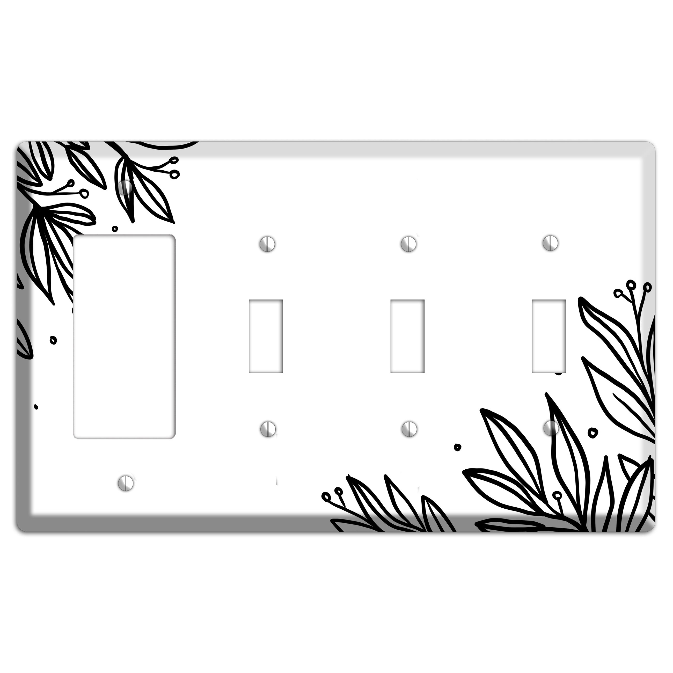 Hand-Drawn Floral 9 Rocker / 3 Toggle Wallplate