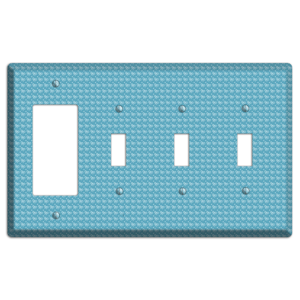 Turquoise Bows Rocker / 3 Toggle Wallplate