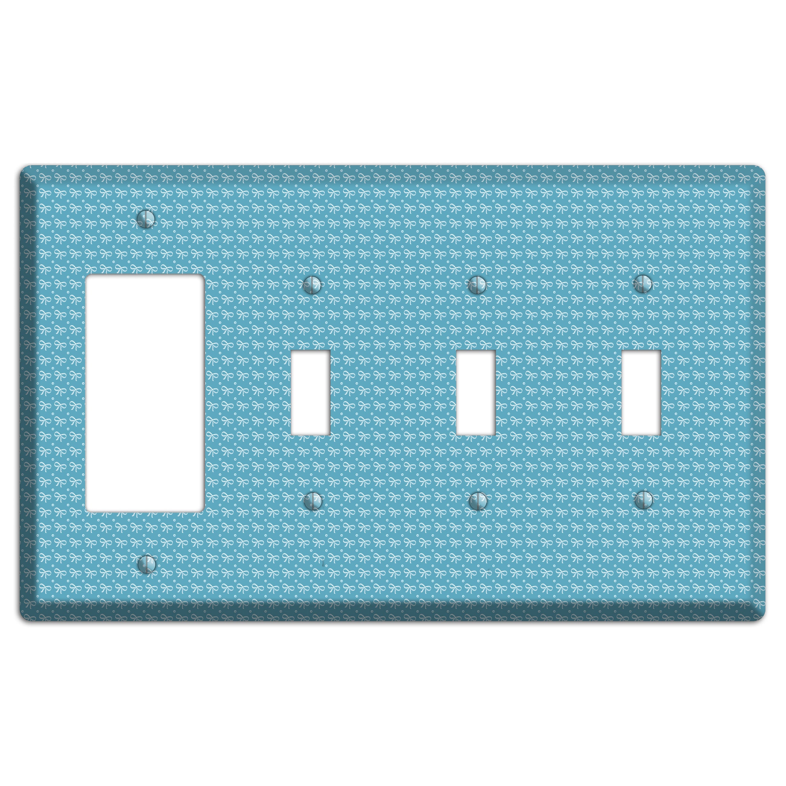 Turquoise Bows Rocker / 3 Toggle Wallplate