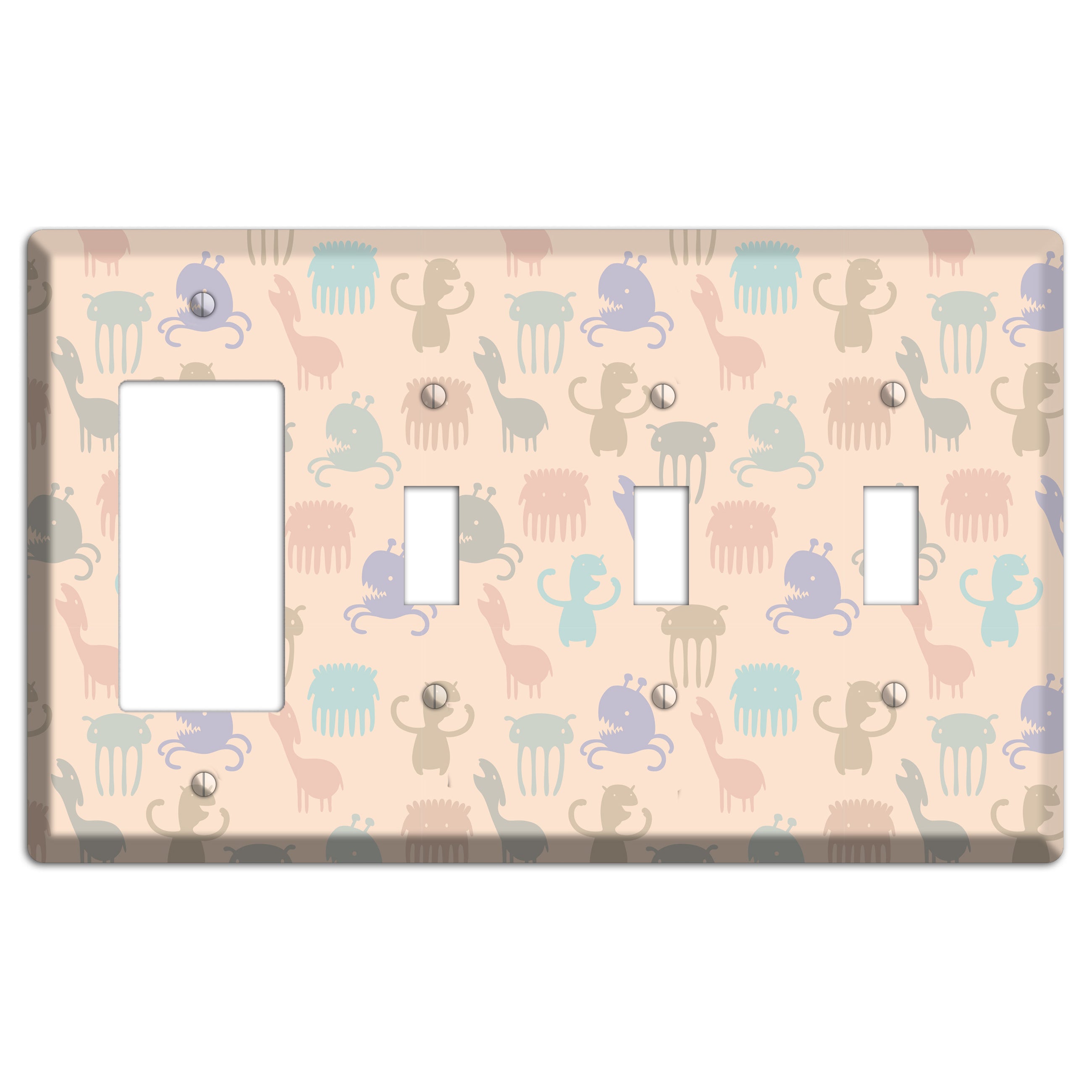 Green Grunge Floral Contour Rocker / 3 Toggle Wallplate